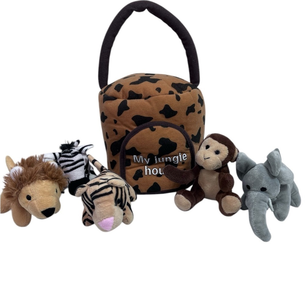 My Jungle House Plush Toy Stuffed Animal Carry‎ Case 5 Animal Sound Making Toys